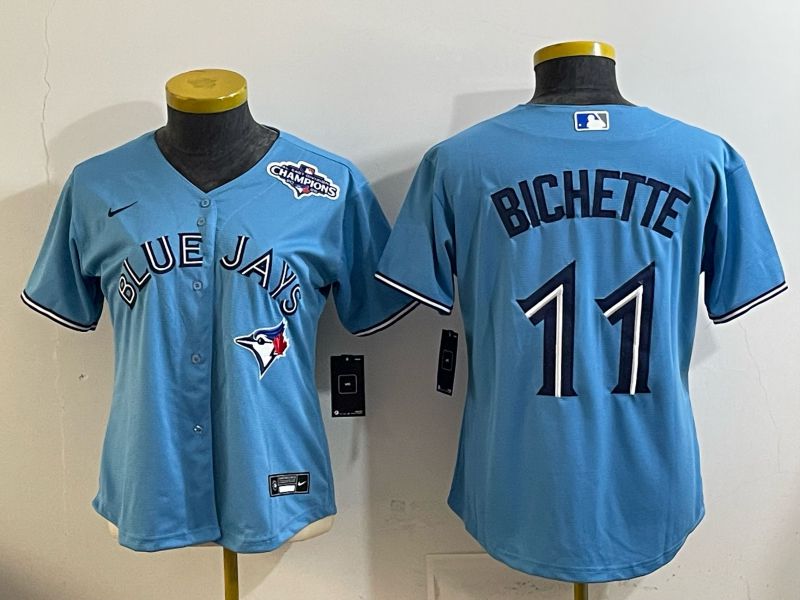 Women 2025 Nike Toronto Blue Jays #11 Bichette Light Blue Game MLB Jersey 02->women mlb jersey->Women Jersey